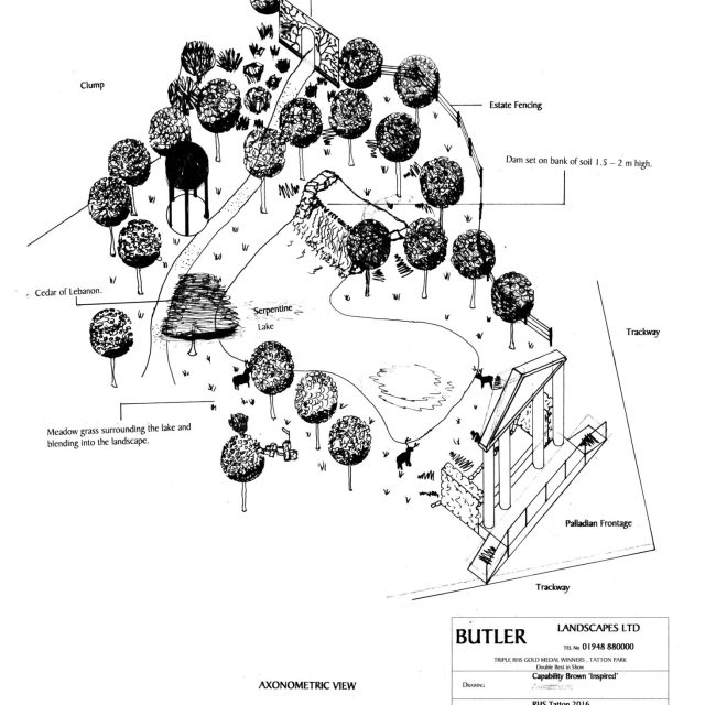 Capability Brown Celebration Garden Axonometric designed by Butler Landscapes.