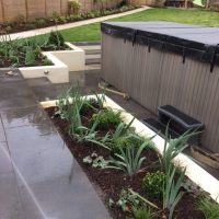 Modern Garden with Swim Spa & Outdoor Kitchen