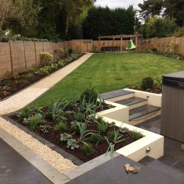 Modern Garden with Swim Spa & Outdoor Kitchen